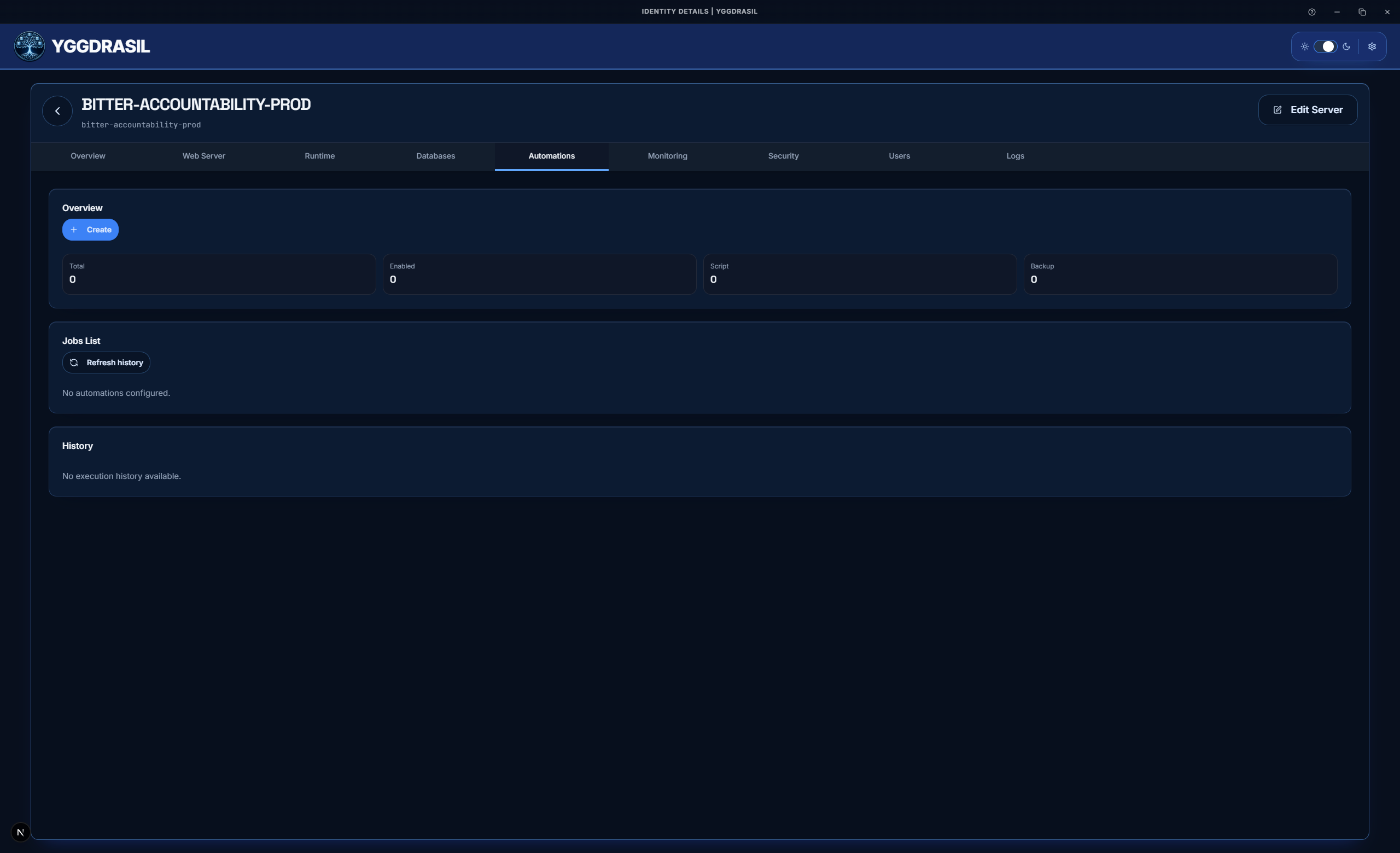 Yggdrasil Automations module screenshot