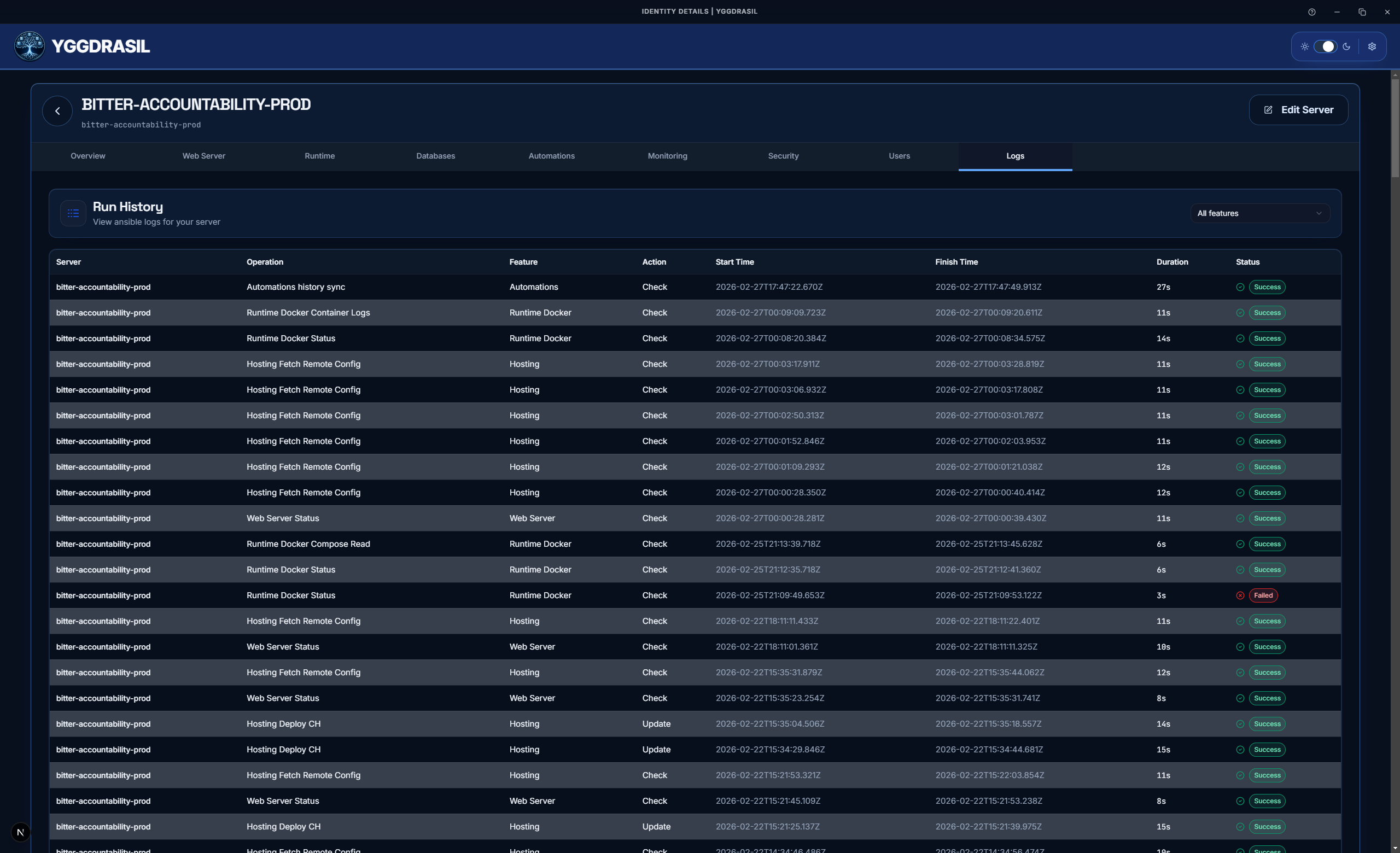 Yggdrasil Logs module screenshot