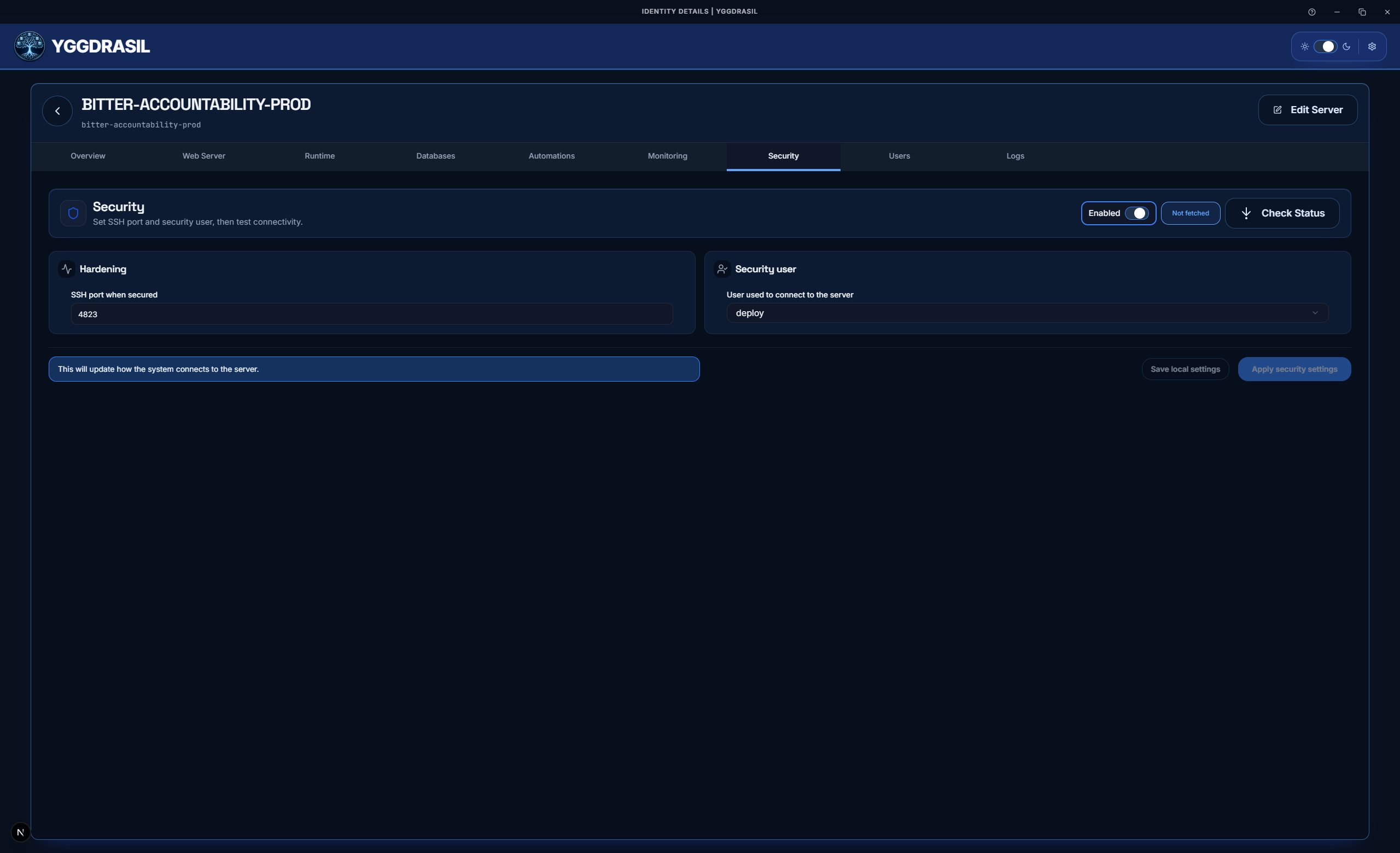 Yggdrasil security module screenshot